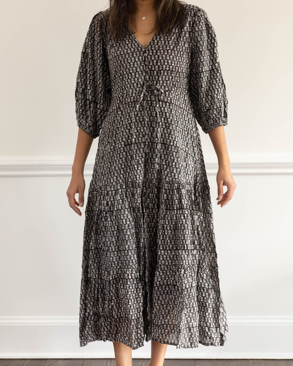black and brown striped maxi dress Rhythm Stripe Knit Maxi Dress