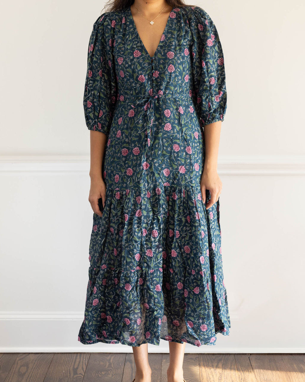 white christmas dresses Buy Indigo Block Printed Long Maxi Dresses for Women – Dmaasa main image 0